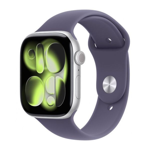 Apple Watch Series 11 42mm Aluminum Silver Case Purple Fog Sport Band S/M